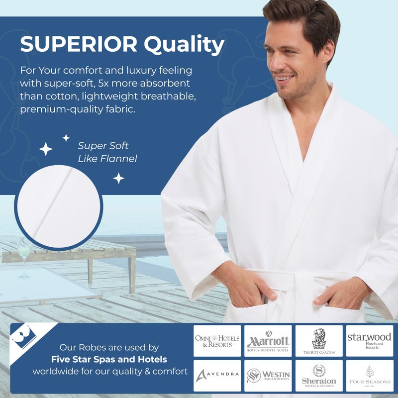 MONARCH Chamois Microfiber Shawl Hotel Robe for Men or Women â€“ Soft Lightweight Textured Fabric with Classic Kimono Design, Generously Sized Hotel & Spa Robe with Pockets â€“ Machine Washable - Image 3
